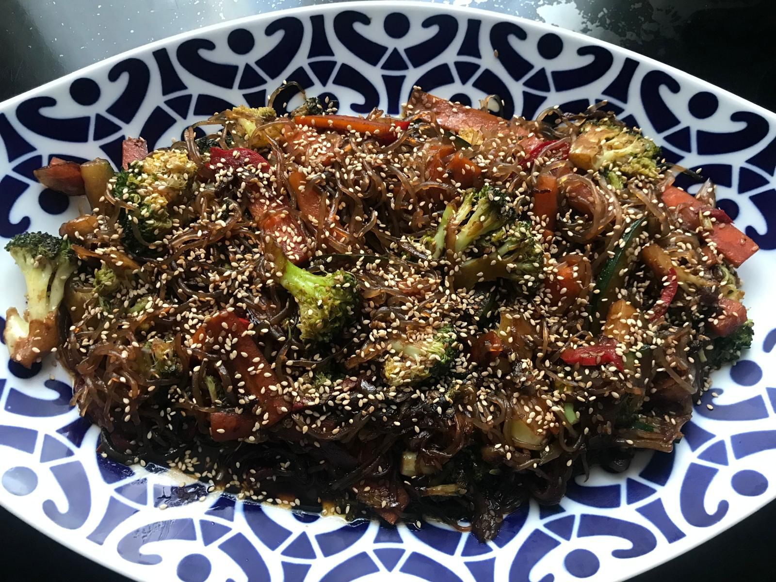 receta de pasta konjac con verduras