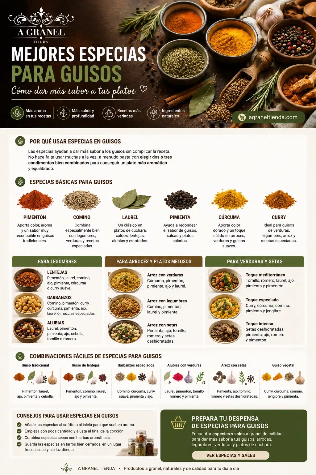 Especias para cocinar guisos