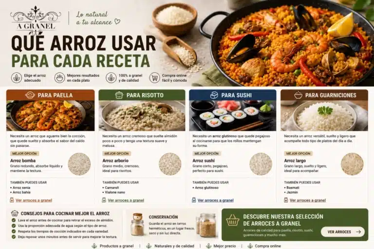 "Qué arroz usar para paella, risotto, sushi y guarniciones